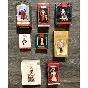 Lot 8 Hallmark Ornaments Santa Angel Nutcracker Cats Holiday 1989-2013 Vintage